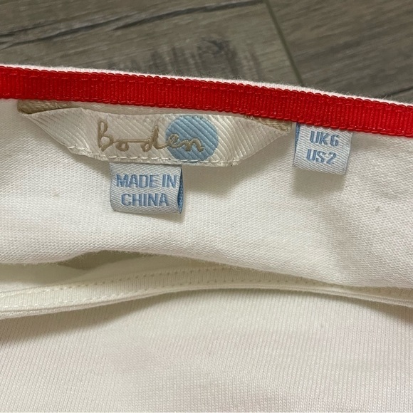 Boden Striped Boatneck 3/4 Sleeve Dress White Pink Red Black Sz 2 Cotton. - Picture 7 of 7